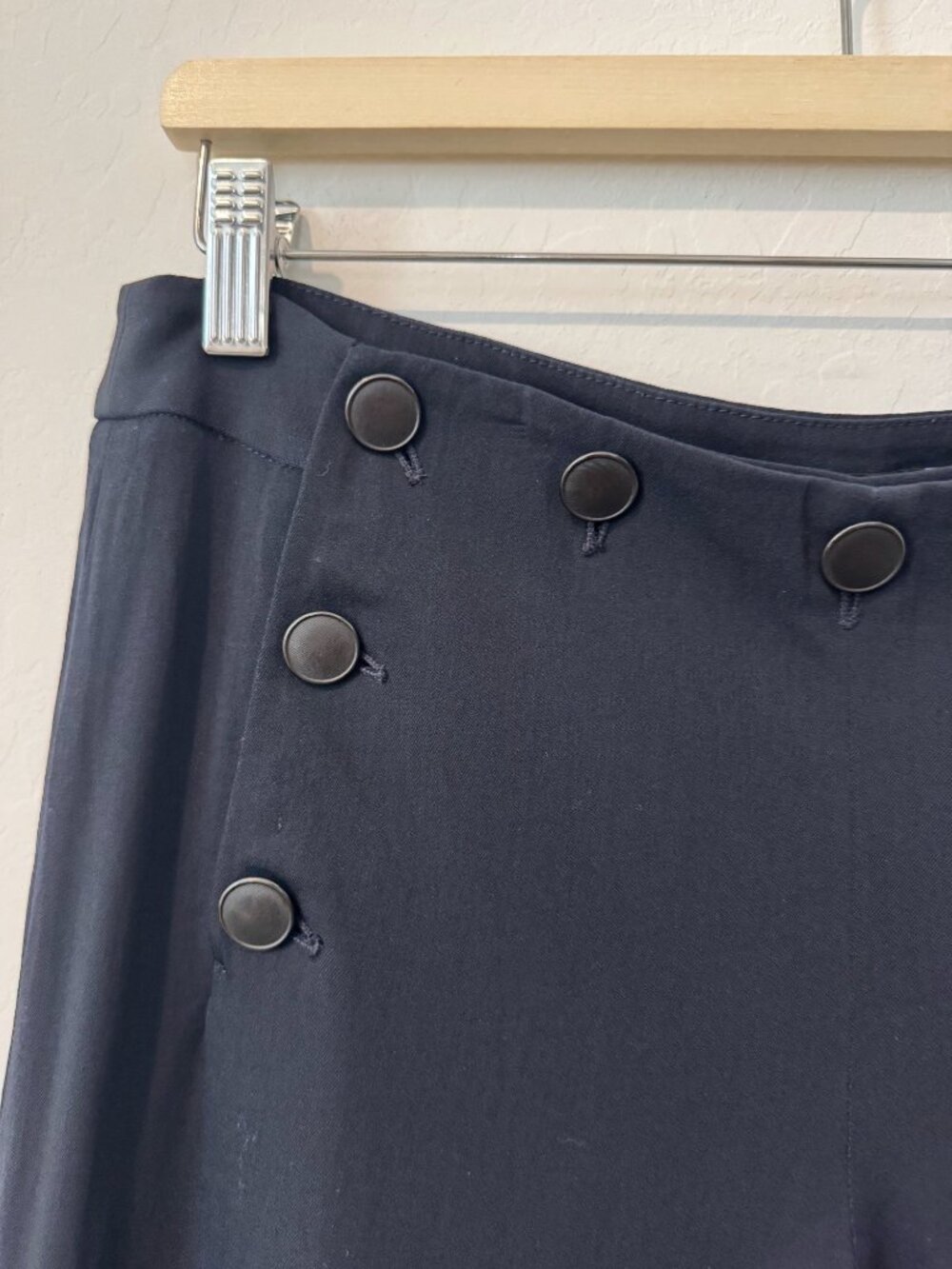 Theory Mandarin Wool Silk Blend Sailor Trouser Pants Quiet Luxury Navy Blue 8 - Picture 5 of 10